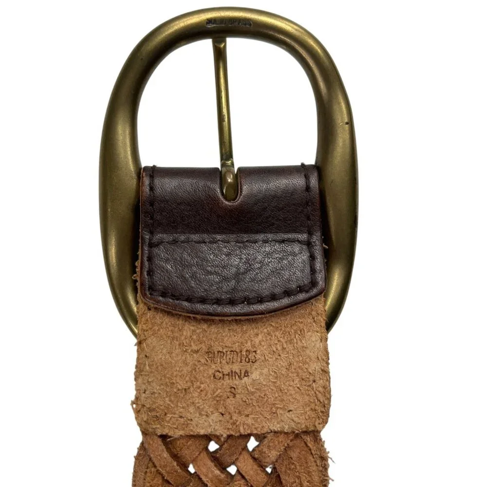 Belt Women's Size Small Multicolor Leather Braided Solid Brass Buckle Cowgirl
